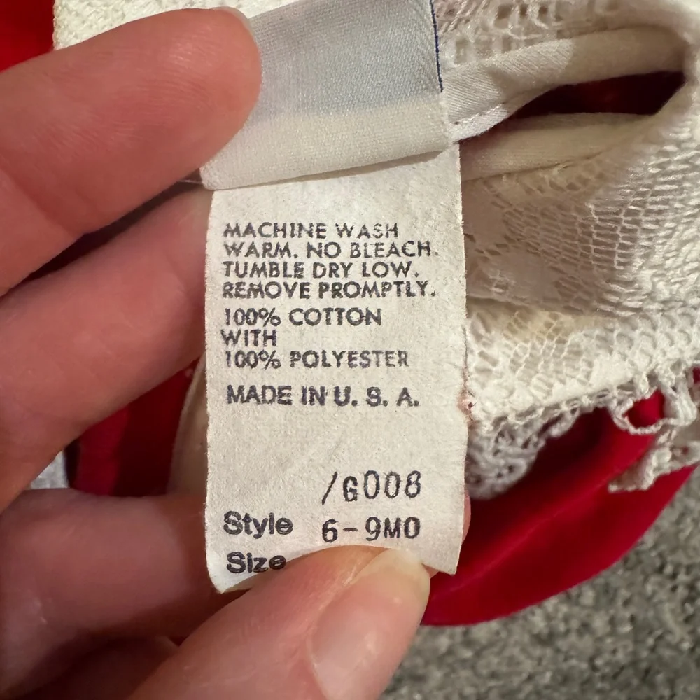 Bryan Vintage Red Baby Dress with Lace Collar - Picture 6 of 6